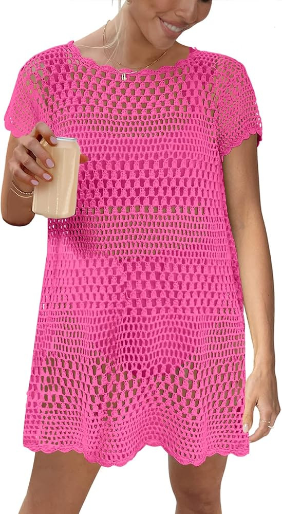 Caracilia Women Swimsuit Coverup Crochet Bathing Suit Cover Ups for Swimwear Swim 2024 Summer Bik... | Amazon (US)