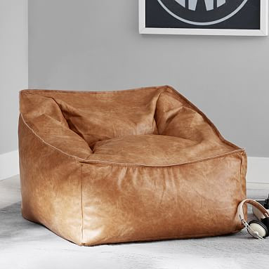 Vegan Leather Caramel Modern Lounger | Pottery Barn Teen | Pottery Barn Teen