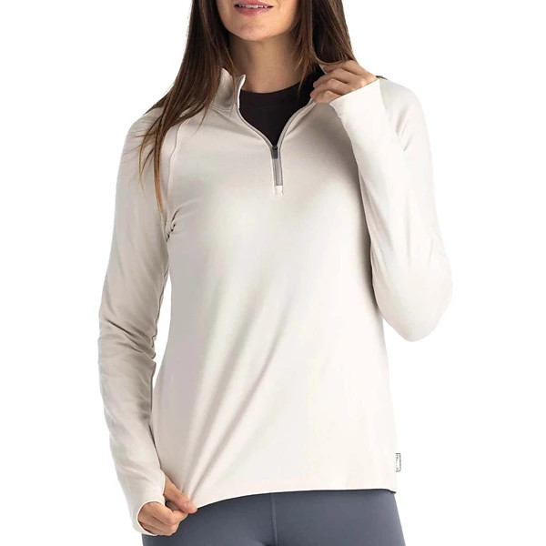 Women's Free Fly Bamboo Flex Long Sleeve 1/4 Zip XSmall Stone | Scheels