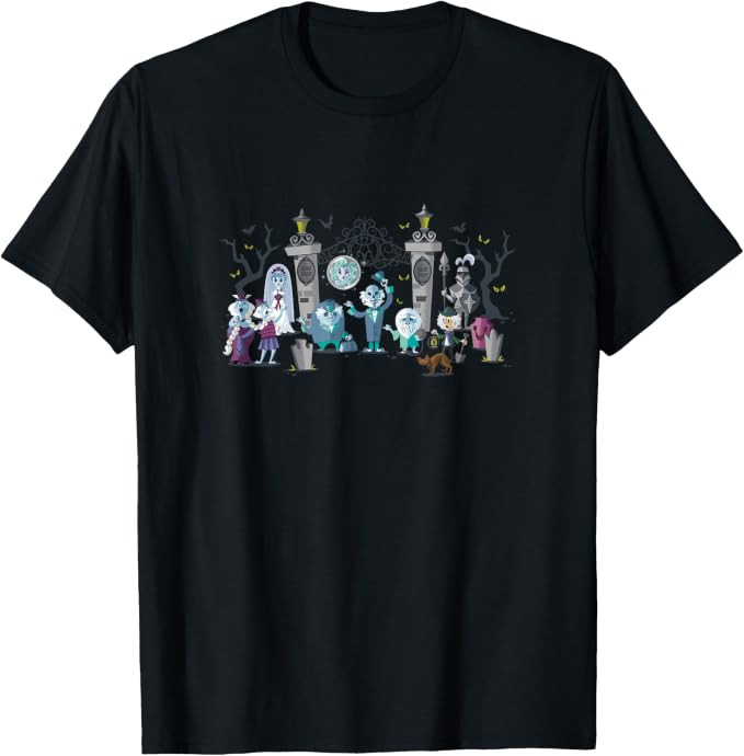 The Haunted Mansion Iconic Characters at Mansion's Entrance T-Shirt | Amazon (US)