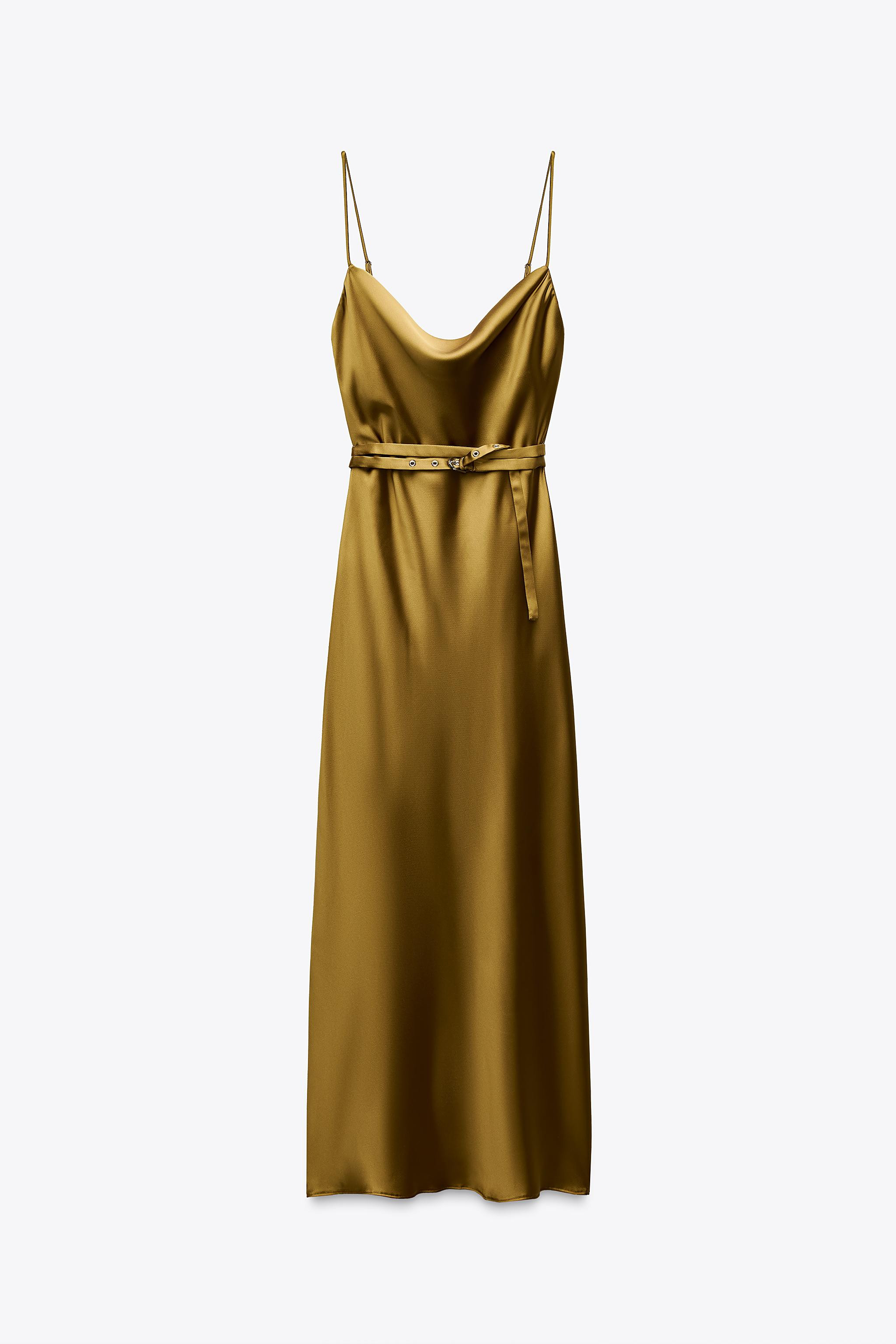 SATIN MIDI DRESS WITH BELT | Zara US