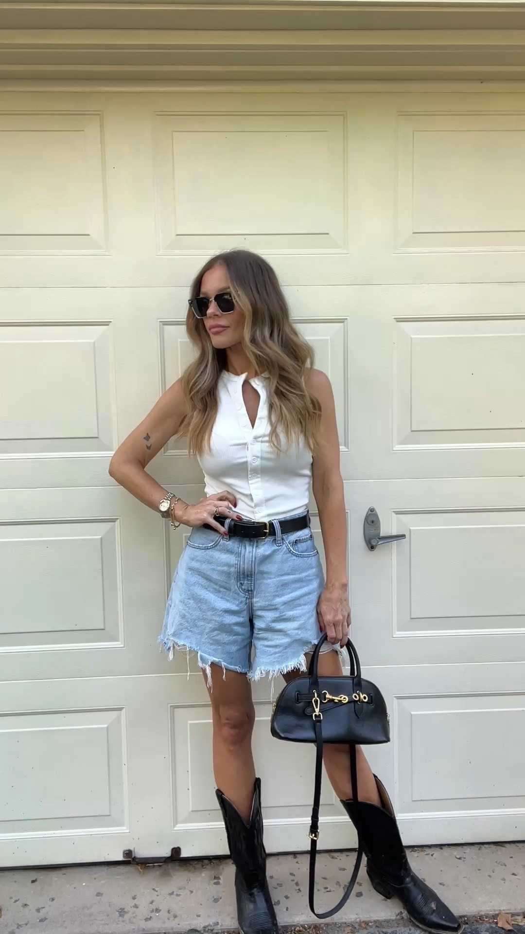 OOTD! My fave denim shorts + Amazon button up top. Bag is also Amazon! 

#LTKFindsUnder100 #LTKStyleTip #LTKFindsUnder50