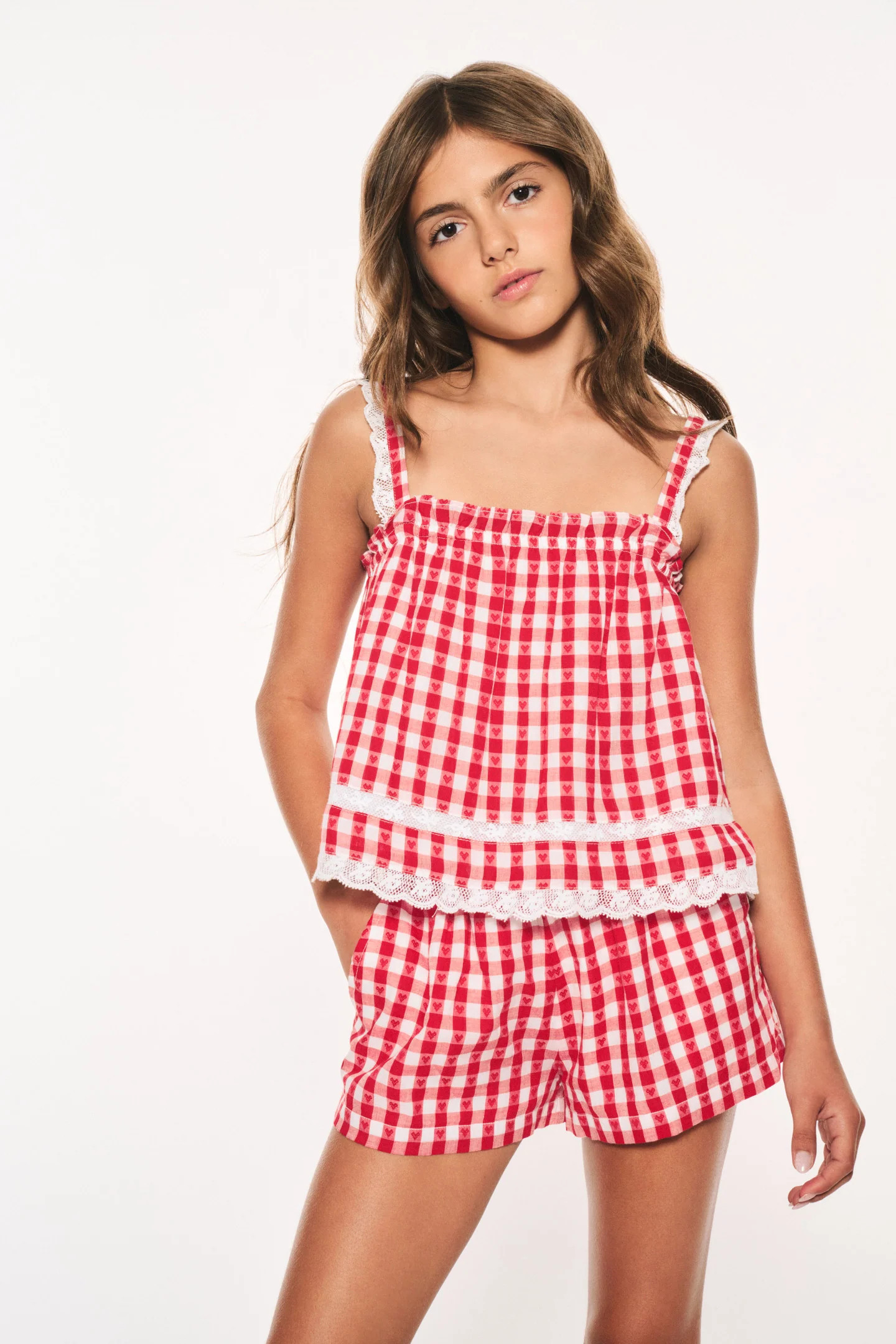 Girls Fiorella Cotton Gingham Top | LoveShackFancy