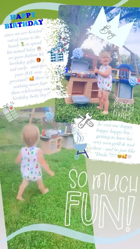 since we are headed out of town to the beach 🏝️ to spend his actual bday 🎂 - we gave Judson his birthday gifts 🎁 a tad early - and the pure JOY was precious!! 🥰 there is nothing more fun than celebrating our birthday baby boy!! he was one happy happy happy boy - getting to have his very own grill & tool chest - and be just like “Dada”!!!! 🥹🥰🤍

#LTKbaby #LTKfamily #LTKSeasonal