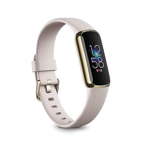 Fitbit Luxe-Fitness and Wellness-Tracker with Stress Management, Sleep-Tracking and 24/7 Heart Rate, One Size S L Bands Included, Lunar White/Soft Gold Stainless Steel, 1 Count | Amazon (US)