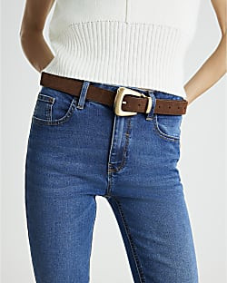 Brown Suede Buckle Belt | River Island UK & IE