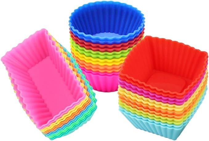 Silicone Cupcake Muffin Baking Cups Liners 36 Pack Reusable Non-Stick Cake Molds Sets | Amazon (US)
