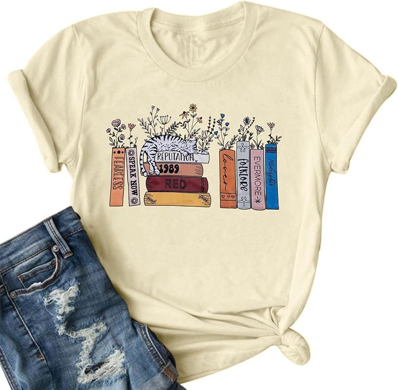 Music Shirt Women Concert Tee Singer Fan Gift Rock Bang Tshirt Funny Wildflowers Book T-Shirt Cau... | Amazon (US)