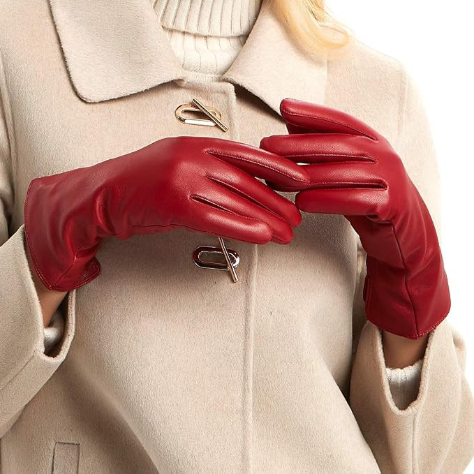 Womens Nappa Lambskin Leather Gloves Warm Cashmere Lined | Amazon (US)