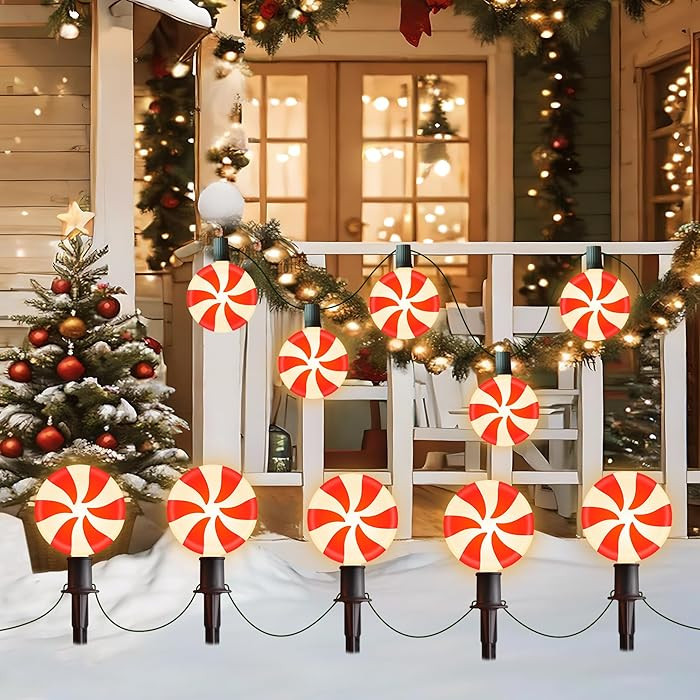 Ultimate Unicorn Christmas Lollipop Pathway Lights for Garden Christmas Decoration Red, 10 LED Pe... | Amazon (US)