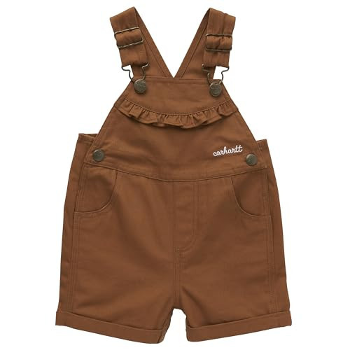 Carhartt Baby Girls' Ruffle Front Overall Shorts Canvas Shortalls, Carhartt Brown, 24M | Amazon (US)