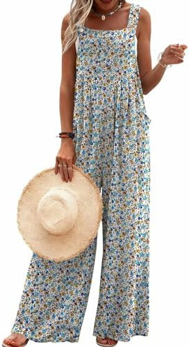 Ekouaer Women's Casual Overalls Loose Wide Leg Jumpsuits Summer Boho Floral Printed Baggy Rompers... | Amazon (US)