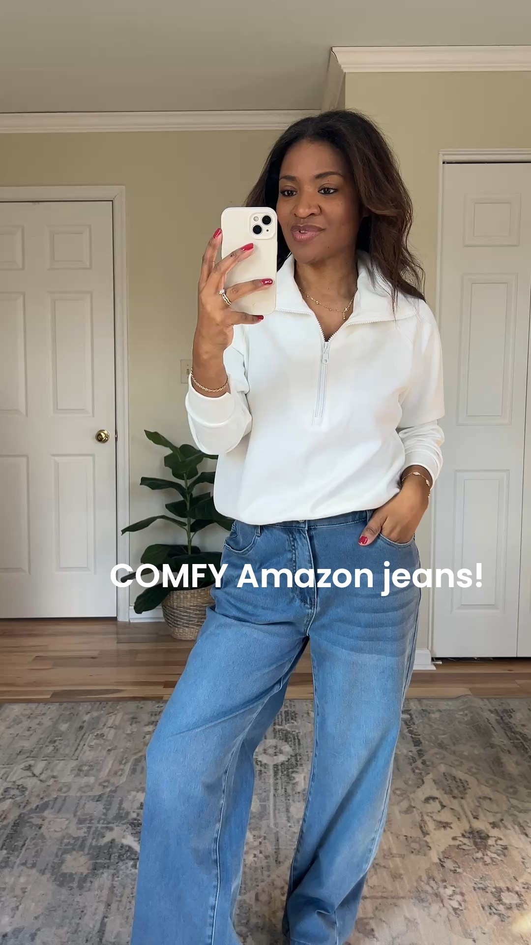 I’m wearing a small in the jeans 

#LTKOver40 #LTKSeasonal