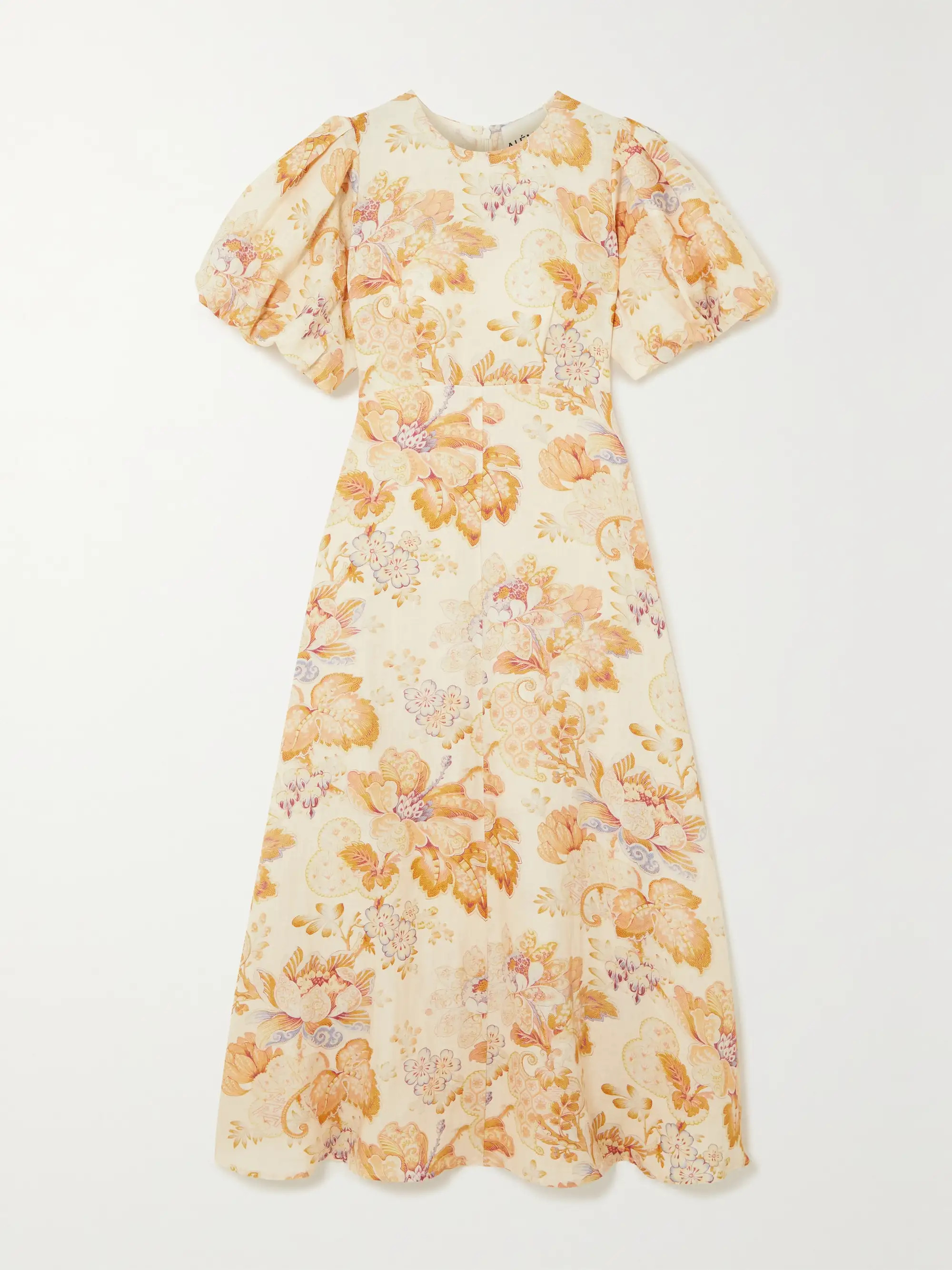 Philomena floral-print linen midi dress | NET-A-PORTER (US)