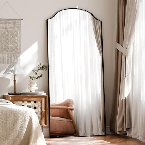 BEAUTYPEAK Full Length Mirror, Full Body Mirrors with Unique Arched Design, 71"x32" Floor Mirror with Aluminum Alloy Frame, Standing Hanging or Leaning for Bedroom and Living Room, Black | Amazon (US)