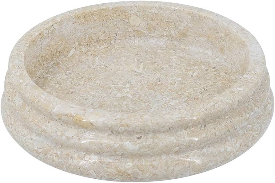 Luxurious Beige Marble Bowl with Ribbed Scalloped Edge – Handcrafted Modern Serving Tray for Sn... | Amazon (US)