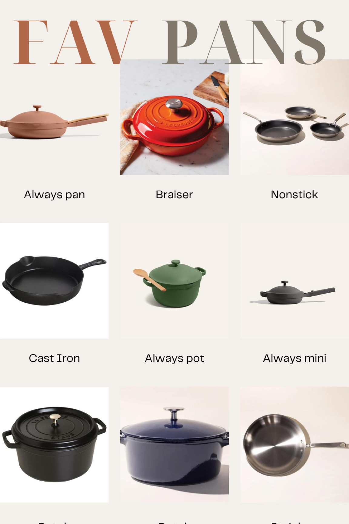 These are my must have pans! They each serve a different purpose and provide me with the perfect foundation for different cooking methods 

#LTKhome