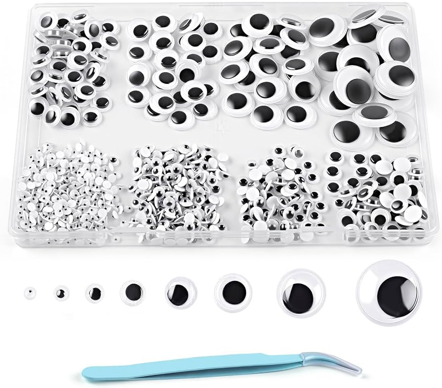 Phinus 1400PCS Googly Eyes, 8 Different Size Self-Adhesive Googly Eyes for Crafts, 4mm, 5mm, 6mm,... | Amazon (US)