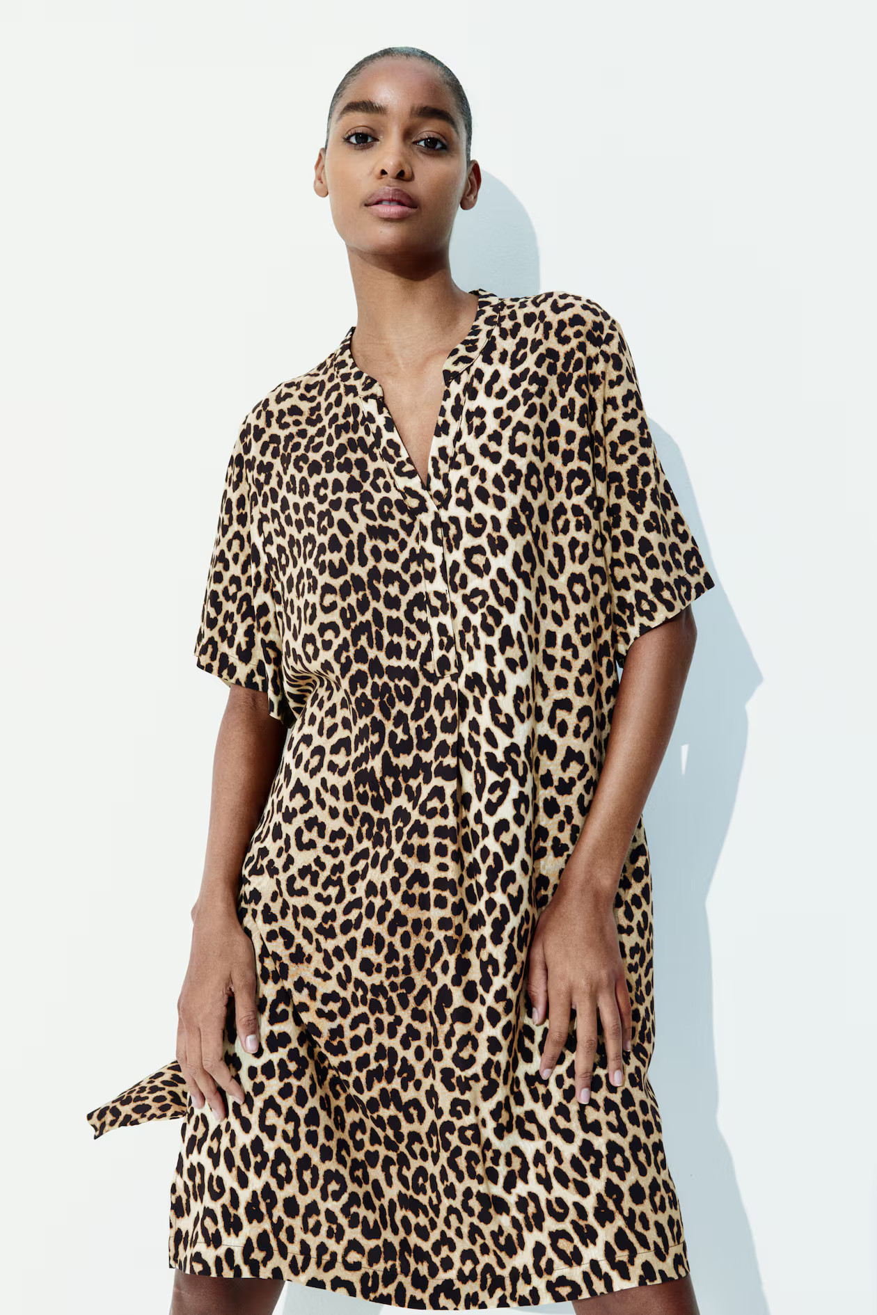 Viscose Tunic Dress - Beige/leopard print - Ladies | H&M US | H&M (US + CA)