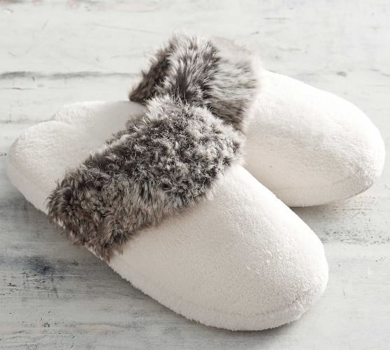 Faux Fur Slippers | Pottery Barn (US)