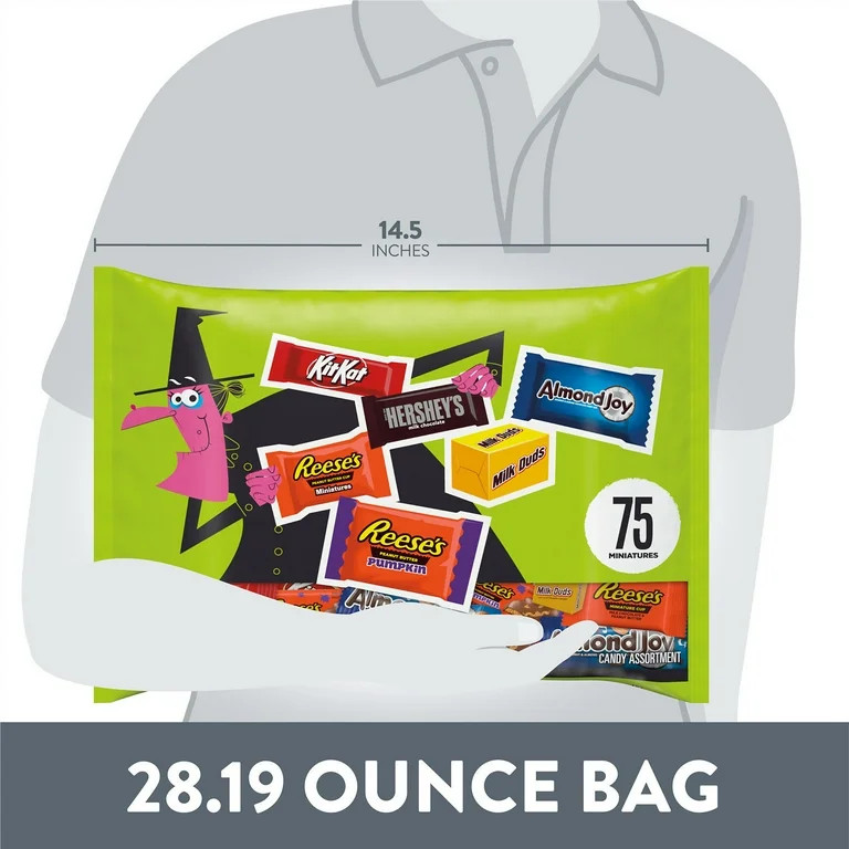 Hershey Miniatures Assorted Chocolate Flavored Halloween Candy, Bag 28.19 oz, 75 Pieces | Walmart (US)