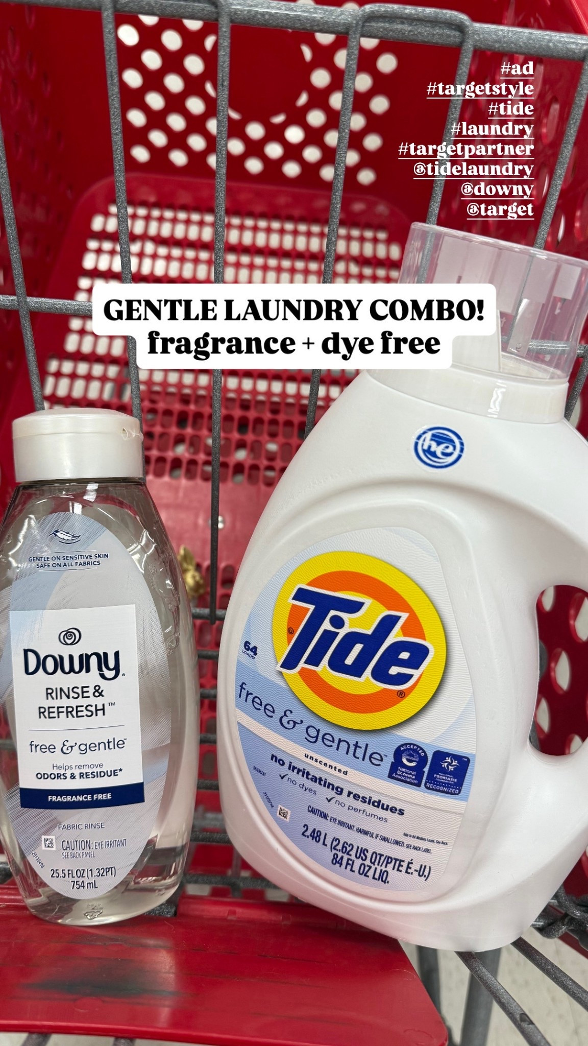 #ad In our home, we have been prioritizing cleaner products that are still effective. This Tide + Downy combo is our current laundry fave! Free of dyes and fragrances for trusted gentleness, available at Target! 
@‌Tidelaundry @downy @‌Target #targetpartner #tide #laundry #targetstyle 