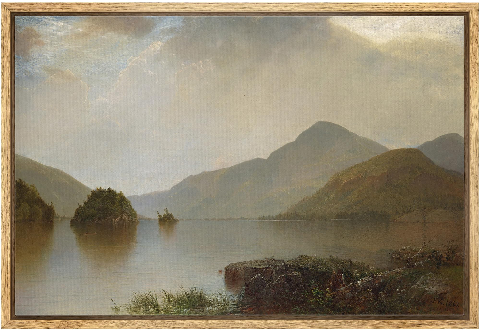 MUDECOR Framed Canvas Print Wall Art Scenic Lake Landscapee Nature Wilderness Illustrations Reali... | Amazon (US)