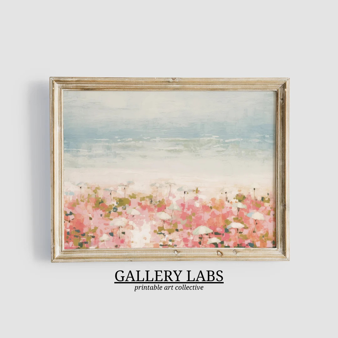 Abstract Coastal Painting Printable Wall Art Vintage Beach - Etsy | Etsy (US)