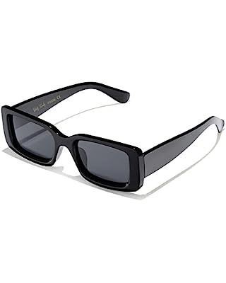 Amazon.com: Dollger Rectangle Sunglasses for Women Trendy 90s Retro Sunglasses Square Frame Black... | Amazon (US)