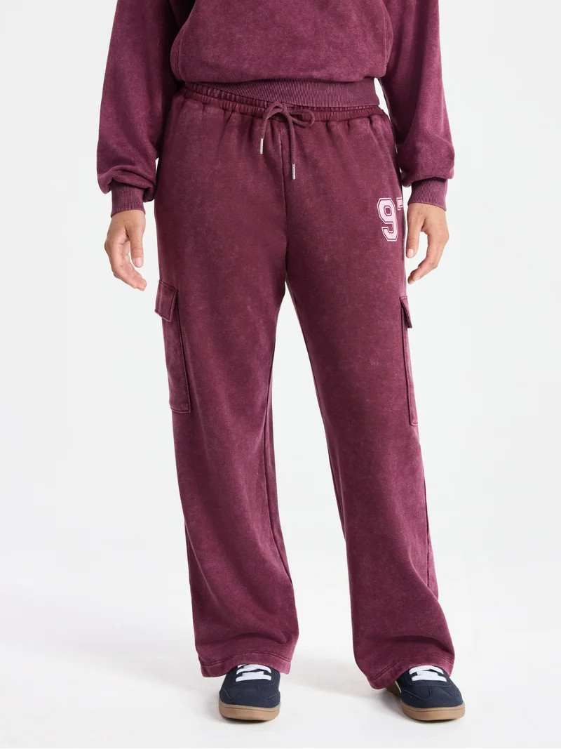 No Boundaries Mineral Wash Cargo Sweatpants, 29.5'' Inseam, Women's | Walmart (US)