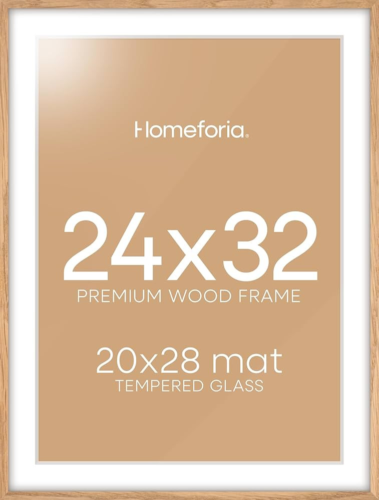 Homeforia 32x24 Poster Frame Wood, High End Natural Oak 24x32 Large Picture Frame with Mat 20x28,... | Amazon (US)