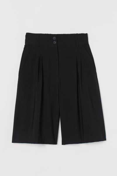 Wide Bermuda shorts - Black - Ladies | H&M GB | H&M (UK, MY, IN, SG, PH, TW, HK)