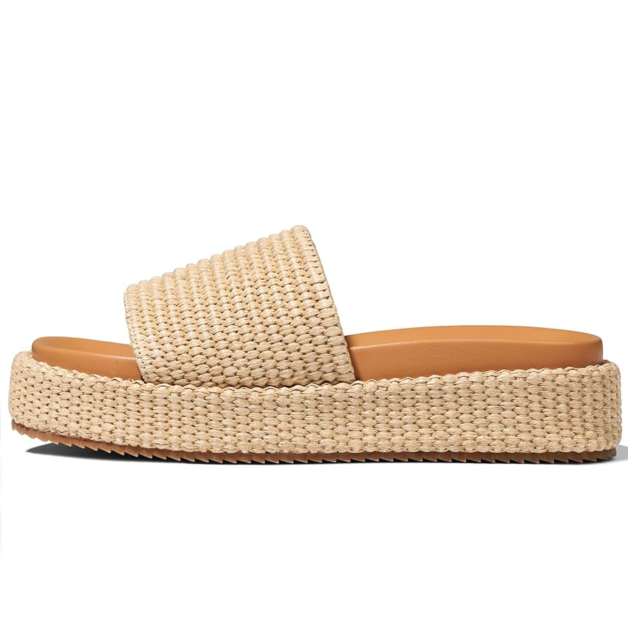 Women's Platform Wedge espadrille slides Summer Beach Cute Raffia Slip On Woven Dress Slides Open... | Amazon (US)