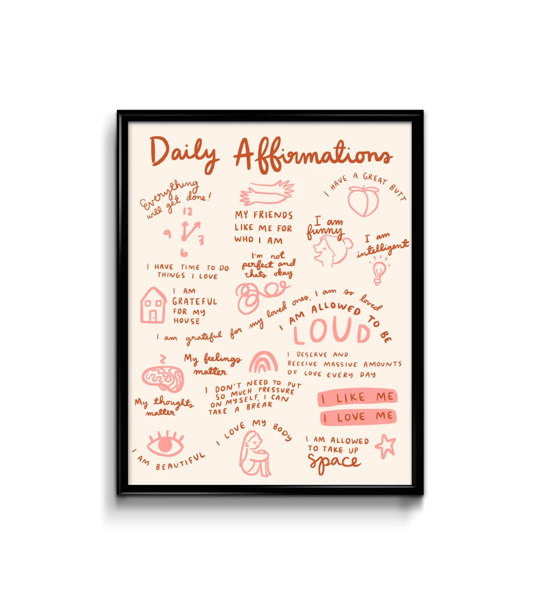 Daily Affirmations Art Print 8x10  Wall Art Denmark Pastel - Etsy | Etsy (US)
