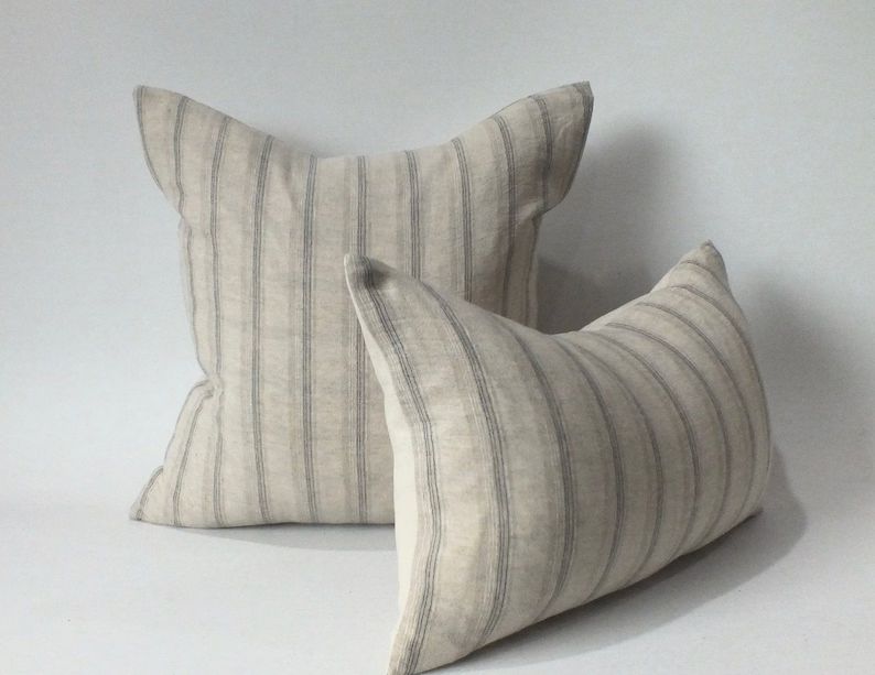 Blue  cream and white  Striped Sofa Pillow Cover  decorative cushion Throw Pillows Home decor Ott... | Etsy (US)