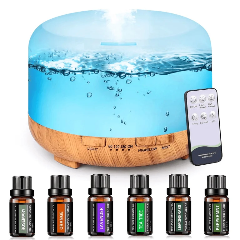 Fimilo 500ml Aroma Diffuser with 6*10ml Essential Oil with Remote Control for Large Room Home Off... | Walmart (US)