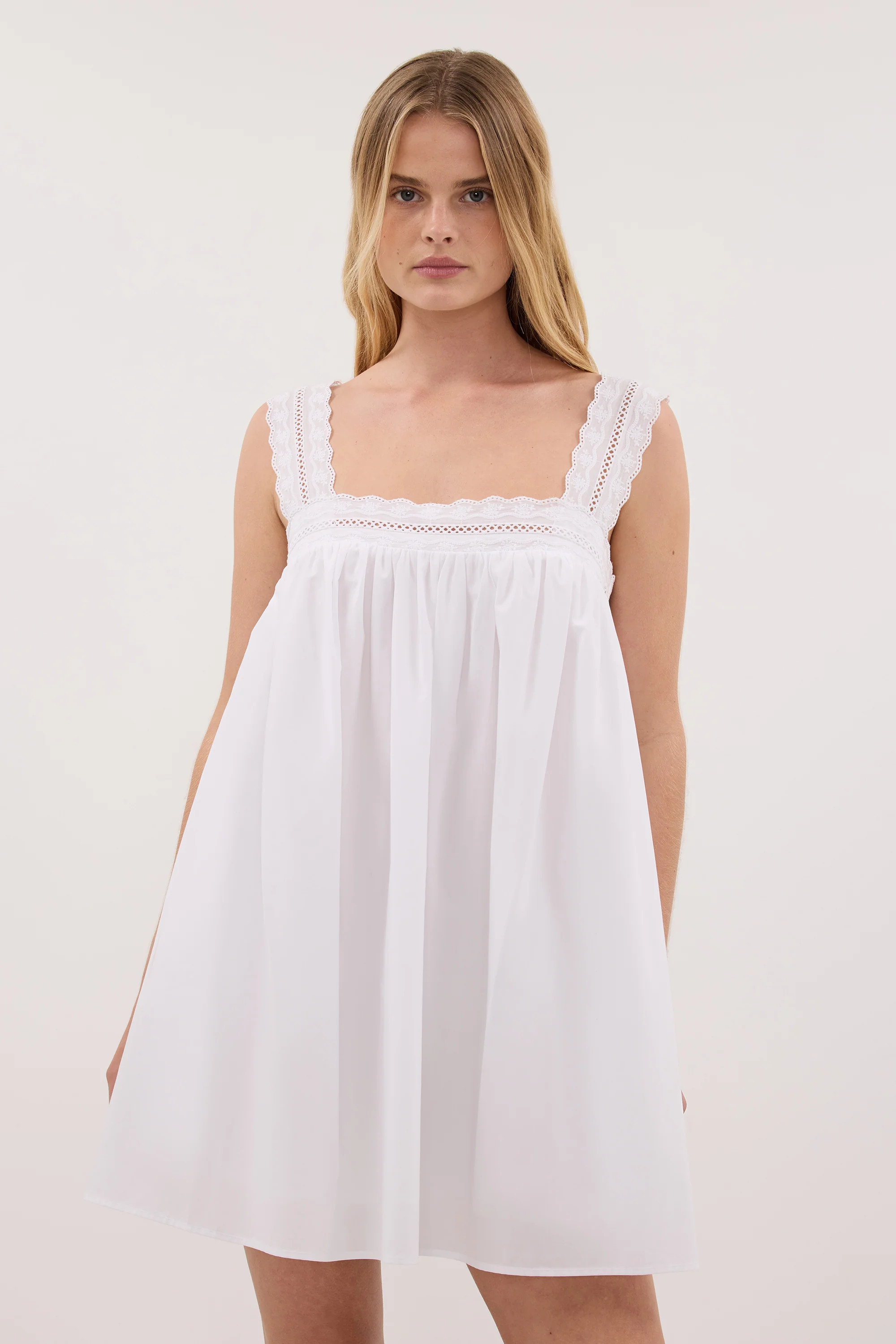 MIRANDA WHITE LACE TRIM MINI DRESS | DISSH