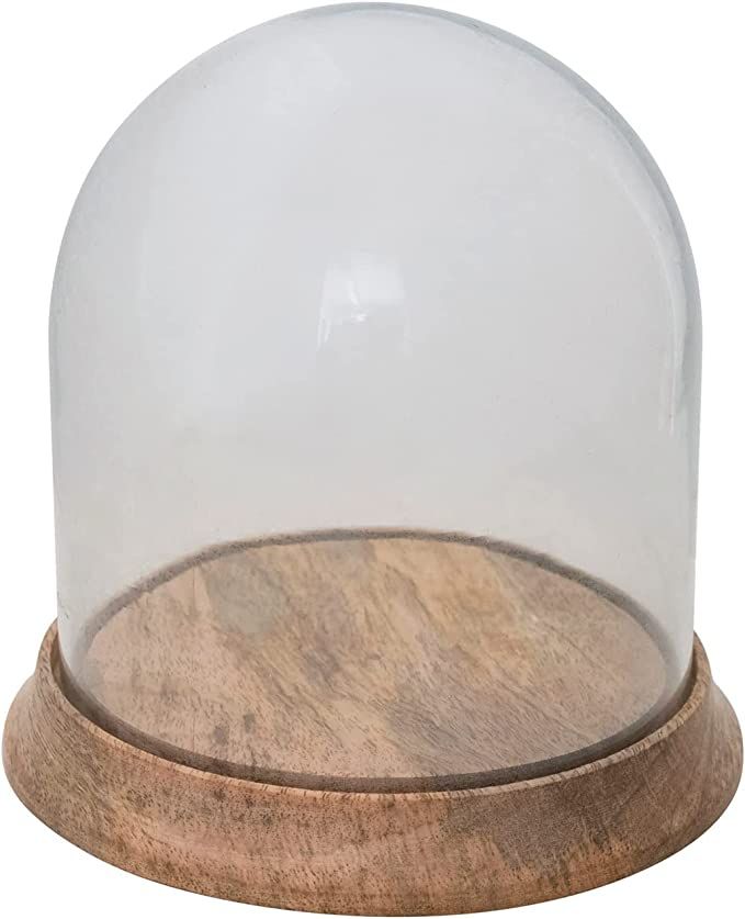 Creative Co-Op Glass Cloche with Mango Wood Base | Amazon (US)