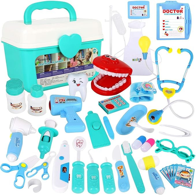 Tomons Toy Doctor Kit for Kids - 38 Pieces Kids Pretend Play Doctor Toys with Stethoscope Dentist... | Amazon (US)