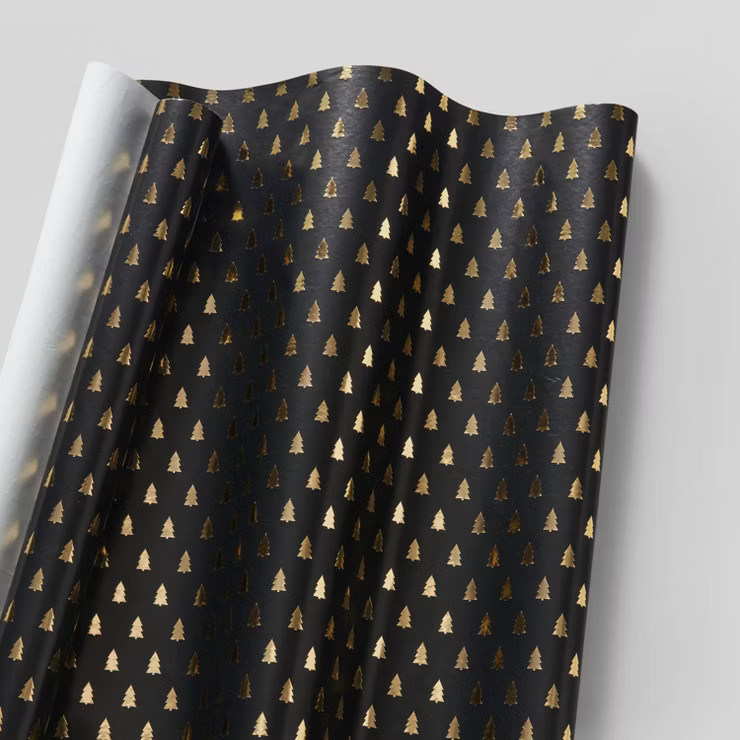 20 sq ft Gold Trees Gift Wrap Black - Wondershop™ | Target