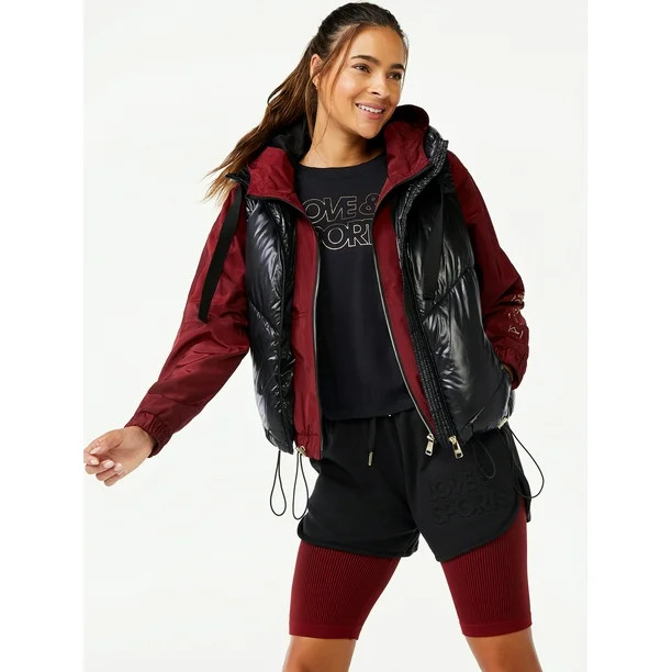 Love & Sports Women's Puffer Vest with Hood - Walmart.com | Walmart (US)