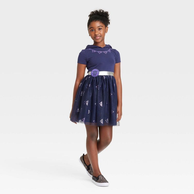 Girls' Marvel Black Panther Cosplay Dress - Navy Blue | Target