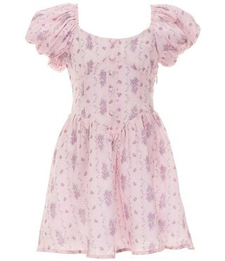 Big Girls 7-16 Greta Floral Short Sleeve Smocked Back Fit & Flare Dress | Dillard's