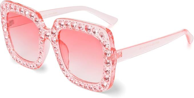 Extra Large Squared Elton Crystal Sunglasses Bling Rhinestone Concert Glasses | Amazon (US)