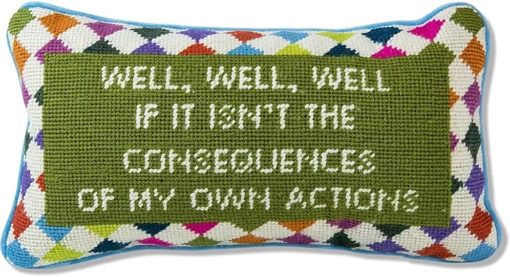 FURBISH Handmade Needlepoint Decorative Throw Pillow - Well Well Well - 8" x 14" - Small Embroide... | Amazon (US)
