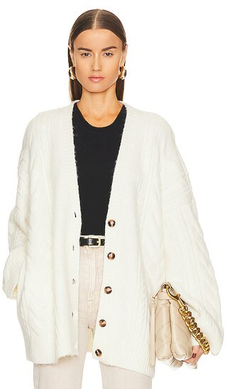 Serena Cable Cardigan in White | Revolve Clothing (Global)