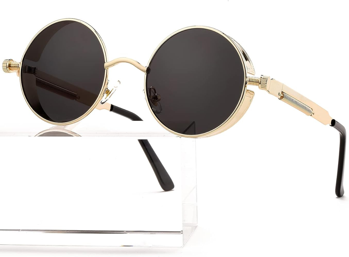 AIEYEZO Round Steampunk Sunglasses for Men Women Gothic Glasses Vintage Circle Metal Frame 100% U... | Amazon (US)