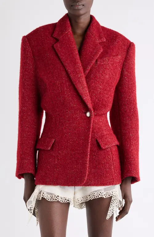 Isabel Marant Gallie One-Button Blazer in Deep Red at Nordstrom, Size 10 Us | Nordstrom