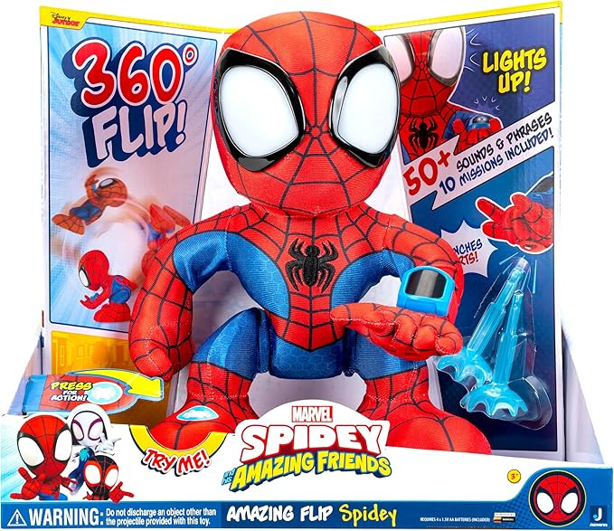 Marvel Spidey and His Amazing Friends Amazing Flip Spidey - 12-Inch Animatronic Plush with Lights... | Amazon (US)