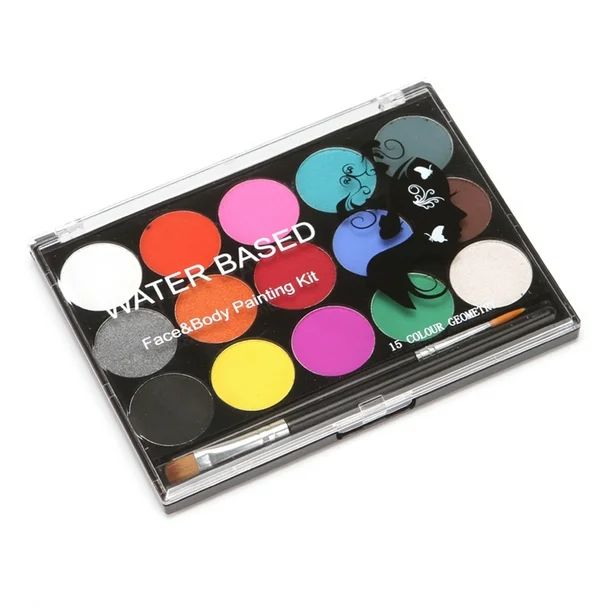 Face Paint Kit Professional Water Based Body Paint 15 Colors Washable Paints 2 Paintbrush - Walma... | Walmart (US)